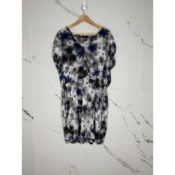 Tie Dye Tunic Top Apostrophe XL Short Sleeve Blouse Pullover Satin - Picture 1 of 6